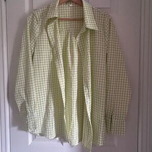 Checked light green shirt